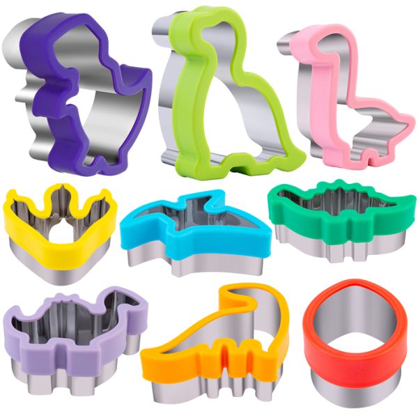 Dinosaur Cookie Cutters 9 Set, Stainless Steel Shaped Cookie Candy Food Cutters Molds for DIY, Kitchen, Baking, Kids Dinosaur Theme Birthday Party…