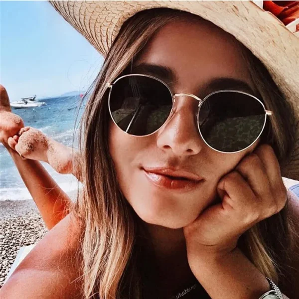 2023 Metal Small Round Sunglasses Woman Vintage Brand Travel Classic Sun Glasses Female Fashion Retro Lunette De Soleil Femme