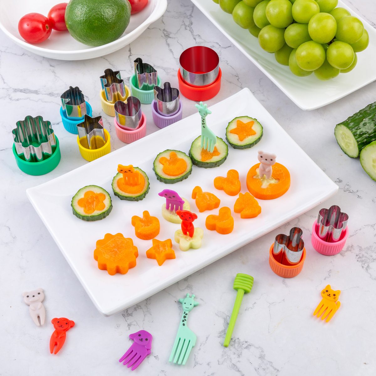 Fruit Cutters Shapes for Kids 22 Pcs, Mini Cookie Cutters Set, Vegetable Cutter with Food Picks - Image 6