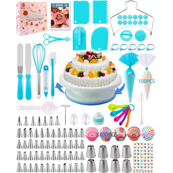 Cake Decorating Supplies Kit Tools 356pcs, Baking Accessories with Cake Turntable, Pastry Piping Bag, Piping Icing Tips for Beginners…
