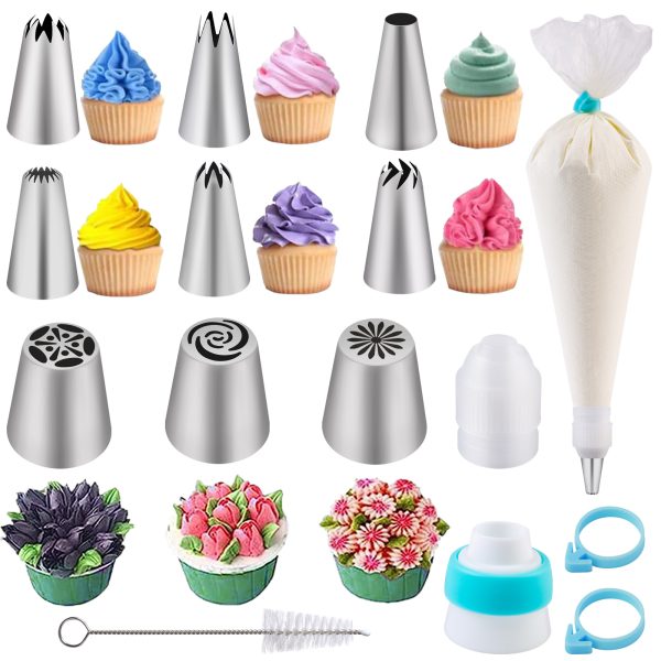 Piping Bags and Tips Sets 54 Pcs, Cake Decorating Supplies Kit for Baking, Pastry Bags and Russian Piping Tips, Baking Supplies for Cupcake Cookies Decoration (54 pcs)