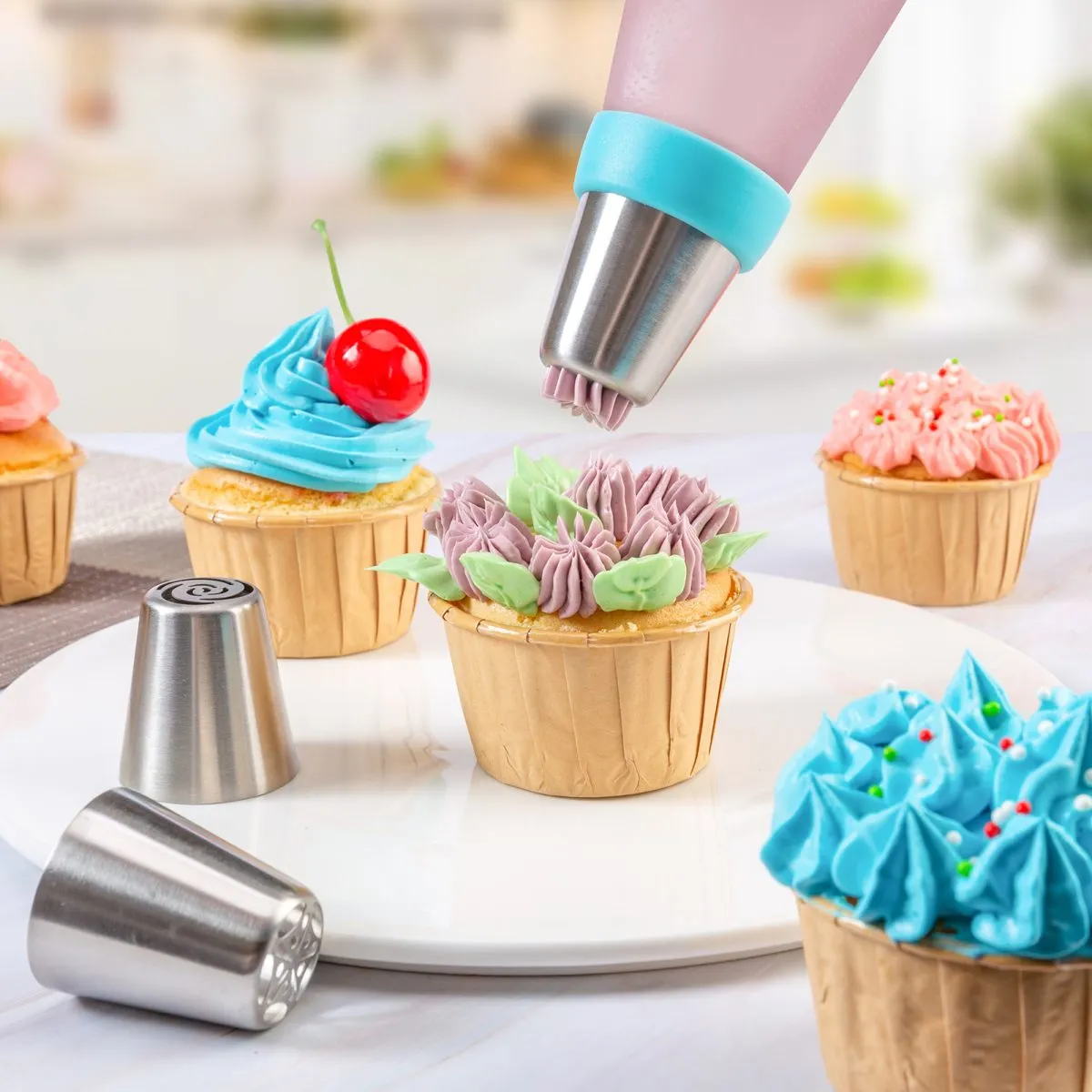 Piping Bags and Tips Sets 54 Pcs, Cake Decorating Supplies Kit for Baking, Pastry Bags and Russian Piping Tips, Baking Supplies for Cupcake Cookies Decoration (54 pcs) - Image 5