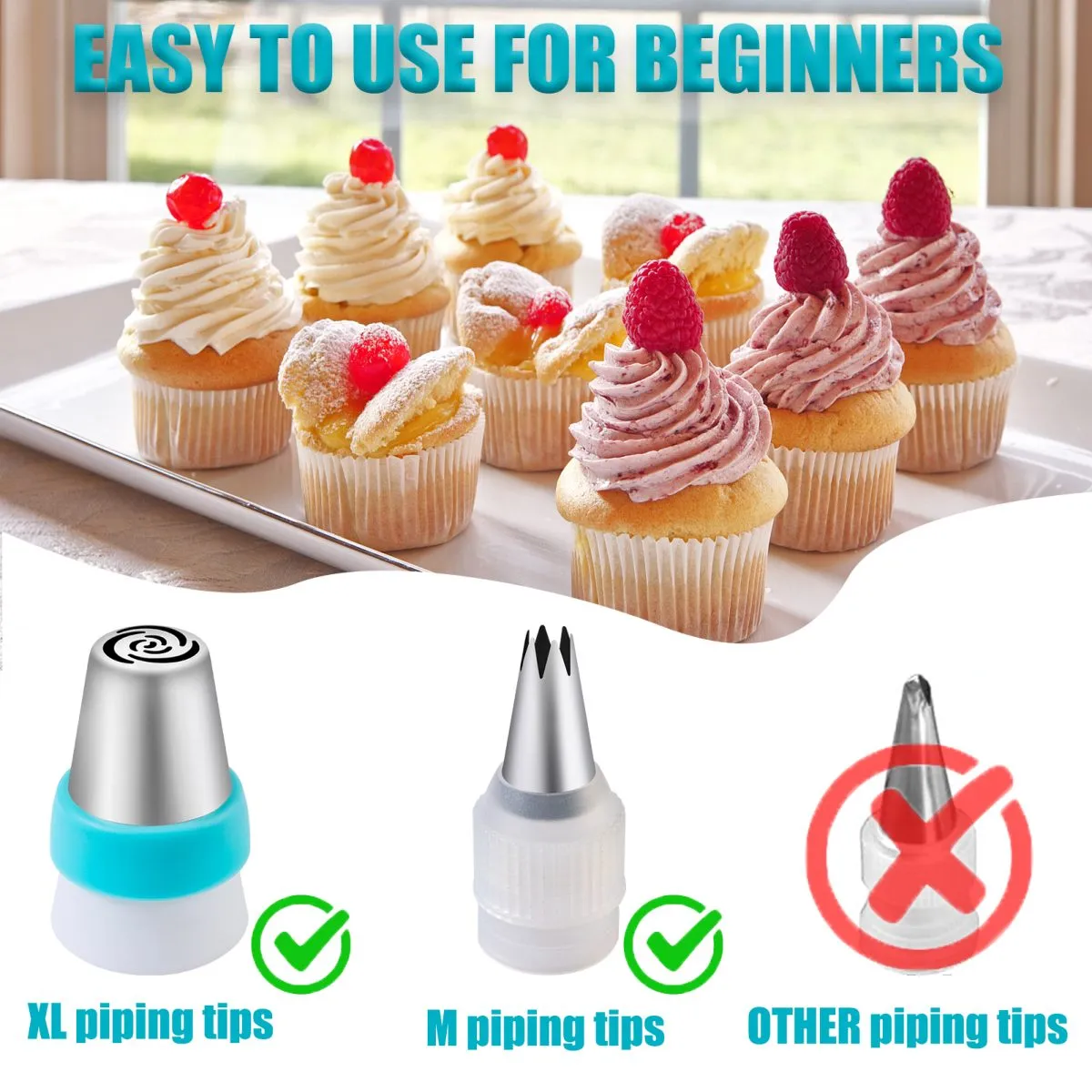 Piping Bags and Tips Sets 54 Pcs, Cake Decorating Supplies Kit for Baking, Pastry Bags and Russian Piping Tips, Baking Supplies for Cupcake Cookies Decoration (54 pcs) - Image 4