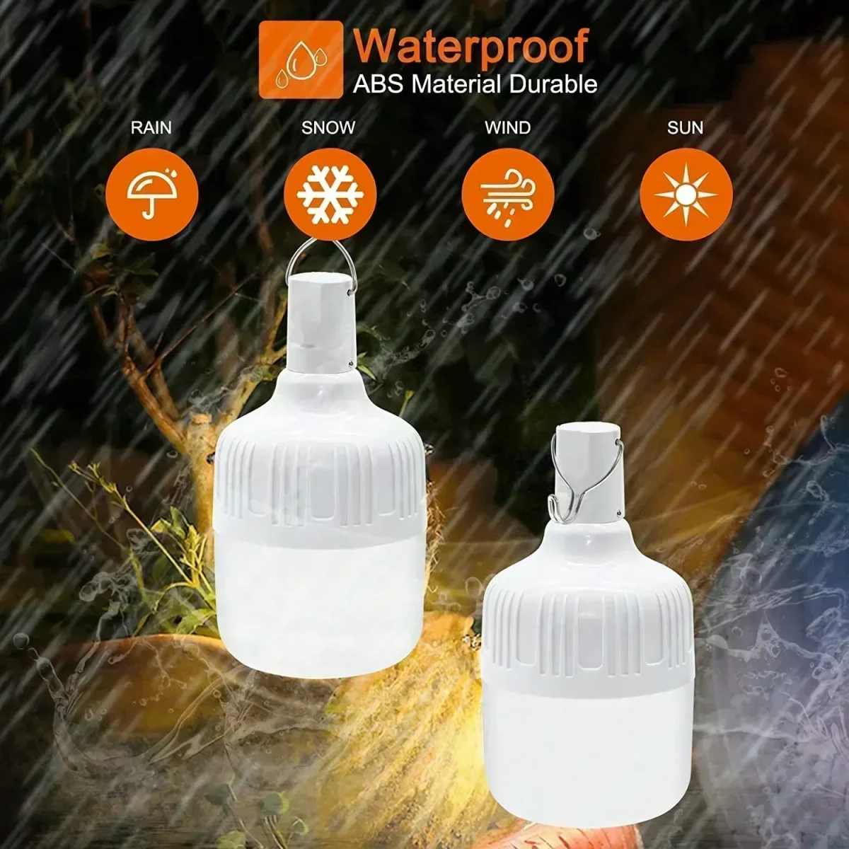60W Emergency Light Outdoor Camping Supplies Edc Outdoor USB Rechargeable LED Light Bulb Lantern Hiking Sports Entertainment - Image 2