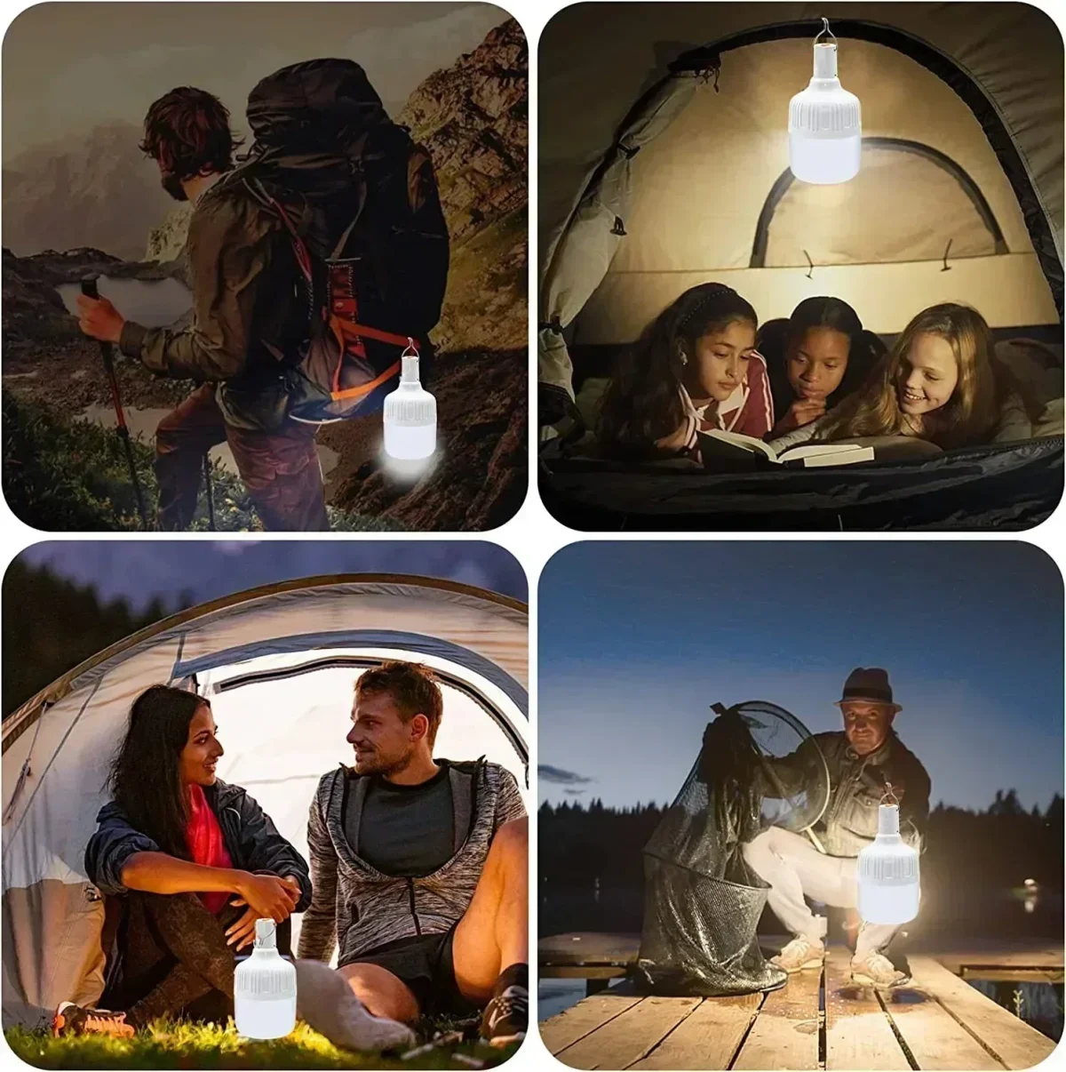 60W Emergency Light Outdoor Camping Supplies Edc Outdoor USB Rechargeable LED Light Bulb Lantern Hiking Sports Entertainment - Image 4