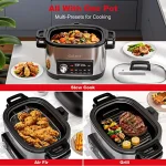 8-in-1 Air Fry Multi Cooker 8QT Removable Bowl Grill Sous Vide Roast Slow Cook Steam Rice Saut?? LED Display & 8 Preset Programs - Image 2