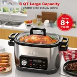 8-in-1 Air Fry Multi Cooker 8QT Removable Bowl Grill Sous Vide Roast Slow Cook Steam Rice Saut?? LED Display & 8 Preset Programs - Image 5