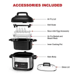 8-in-1 Air Fry Multi Cooker 8QT Removable Bowl Grill Sous Vide Roast Slow Cook Steam Rice Saut?? LED Display & 8 Preset Programs - Image 6
