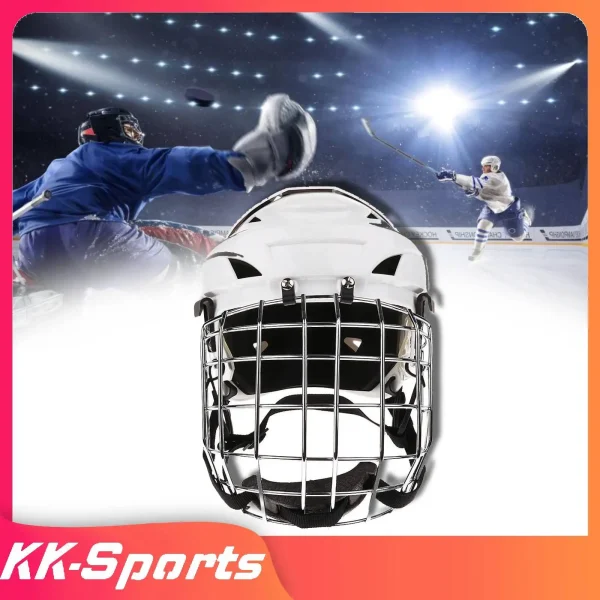Adjustable Ice Hockey Helmet & Mask Combo For unisex adult White & Face Combo For Men & Women Professional Protective M/L