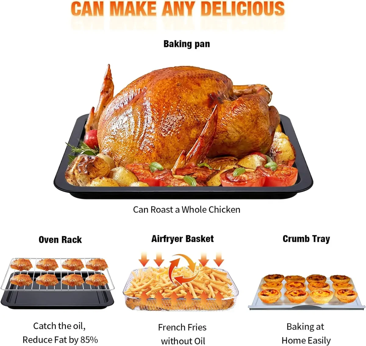 Air Fryer, 6 Slice 24.5QT Air Fryer Toaster Oven Combo, Air Fryer Oven,Roast, Bake, Broil, Reheat, Fry Oil-Free, Extra - Image 6