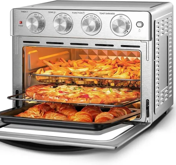 Air Fryer, 6 Slice 24.5QT Air Fryer Toaster Oven Combo, Air Fryer Oven,Roast, Bake, Broil, Reheat, Fry Oil-Free, Extra