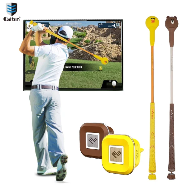 Caiton Golf Simulator Set - BROWN & SALLY Editions, Realistic Swing Training, Fun and Interactive Practice for All Ages