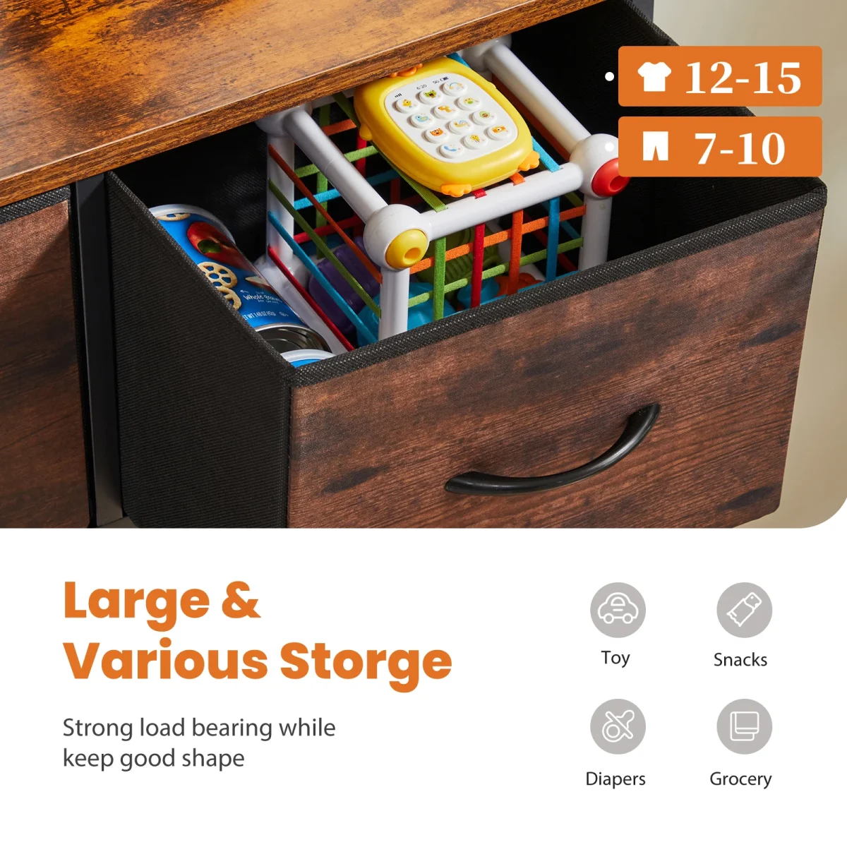 Dresser For Bedroom With 9 Fabric Drawers Wardrobe Steel Frame Assembly Closet For Clothes Storage Display Cabinet Of Furniture - Image 3