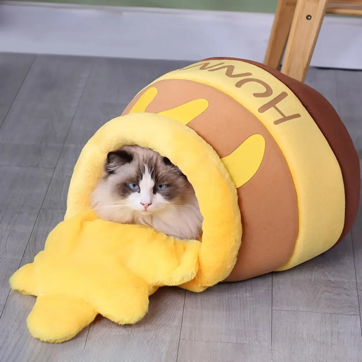 Honey Pot Cat Bed House Fall Winter Deep Sleep Plush Mat Winnie The Pooh Kitten Warm Sleeping Nest Indoor Pet Accessories - Image 3