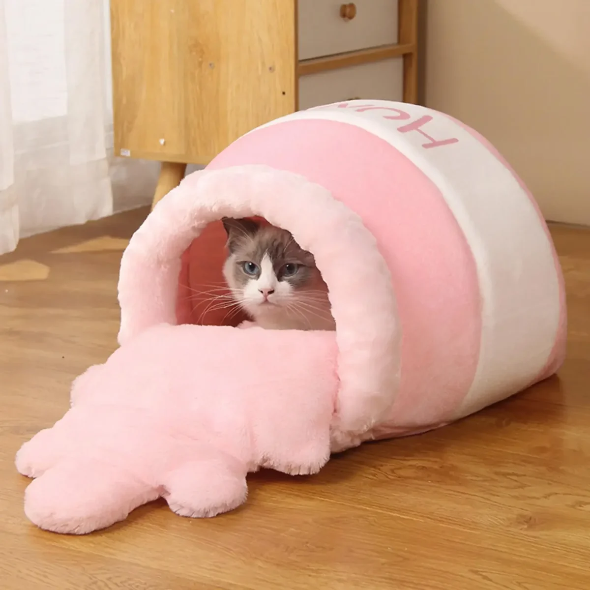 Honey Pot Cat Bed House Fall Winter Deep Sleep Plush Mat Winnie The Pooh Kitten Warm Sleeping Nest Indoor Pet Accessories - Image 4
