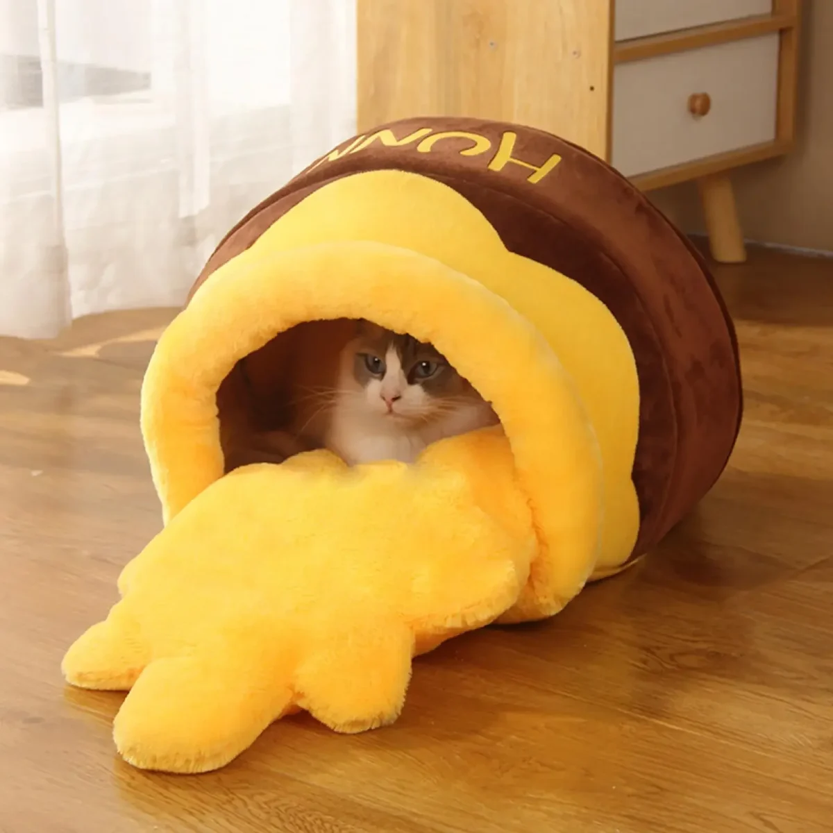 Honey Pot Cat Bed House Fall Winter Deep Sleep Plush Mat Winnie The Pooh Kitten Warm Sleeping Nest Indoor Pet Accessories - Image 5