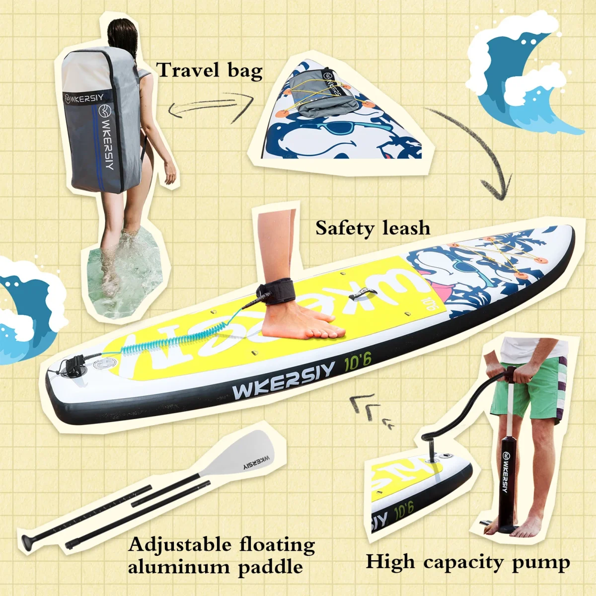 Inflatable Stand Up Paddleboard SUP Board 6 Inch Thick SUP Surfboard Surf Set Beach Water-skiing Surfboard Pulp Board Surfing - Image 2