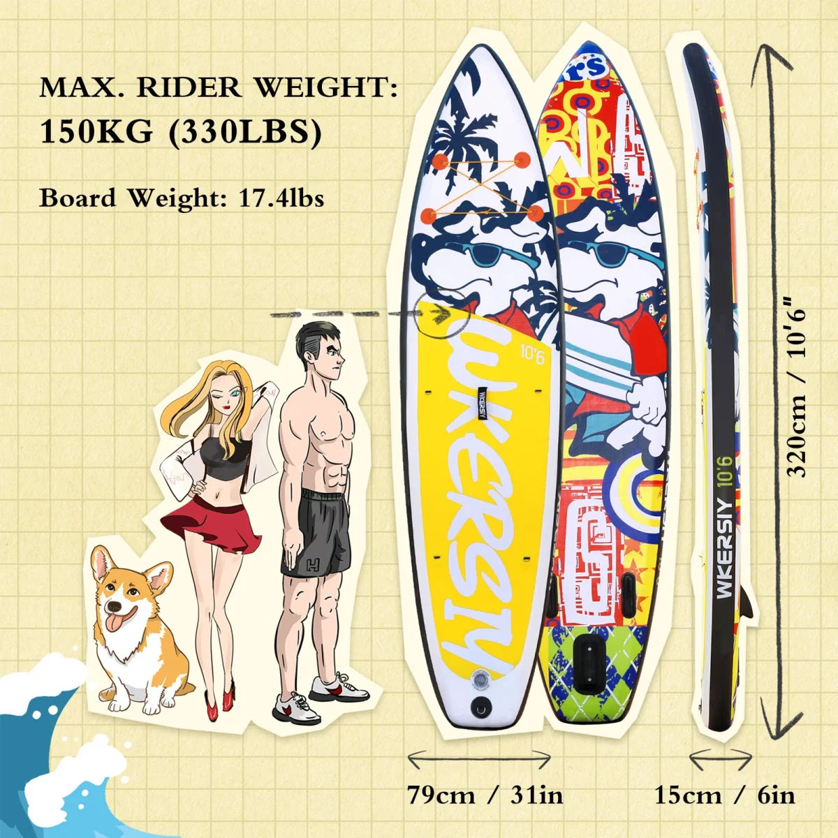 Inflatable Stand Up Paddleboard SUP Board 6 Inch Thick SUP Surfboard Surf Set Beach Water-skiing Surfboard Pulp Board Surfing - Image 3