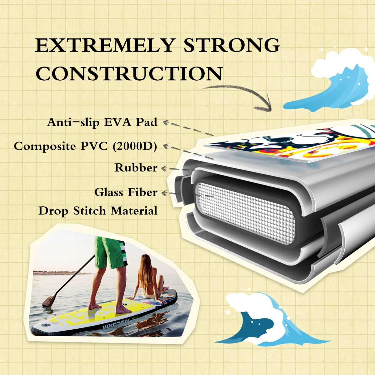 Inflatable Stand Up Paddleboard SUP Board 6 Inch Thick SUP Surfboard Surf Set Beach Water-skiing Surfboard Pulp Board Surfing - Image 4