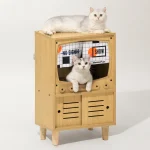Mewoofun Cat TV House Wooden Cat Condo Cat Bed for Indoor Cats Sturdy Luxury Cat TV Furniture with Cat Scratcher Storage Space - Image 2