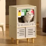 Mewoofun Cat TV House Wooden Cat Condo Cat Bed for Indoor Cats Sturdy Luxury Cat TV Furniture with Cat Scratcher Storage Space - Image 4