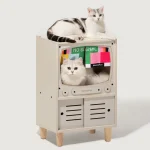 Mewoofun Cat TV House Wooden Cat Condo Cat Bed for Indoor Cats Sturdy Luxury Cat TV Furniture with Cat Scratcher Storage Space - Image 5