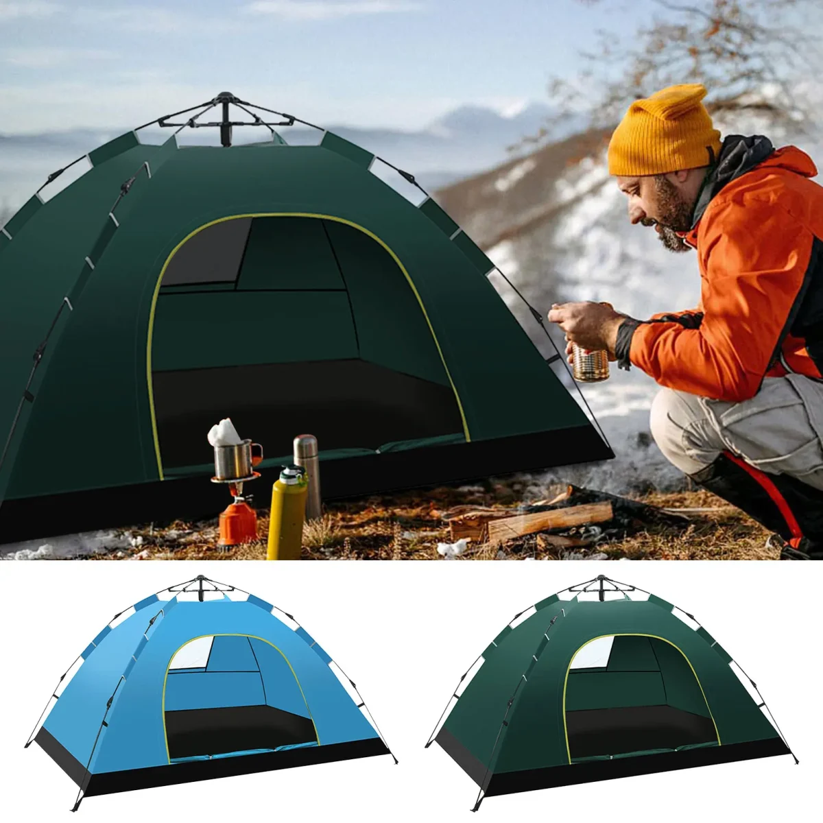 Pop Up Tent -2 Person Camping Tent Easy To Install Portable Folding Outdoor Travel Backpacking Waterproof Sun Shelter Tents - Image 1