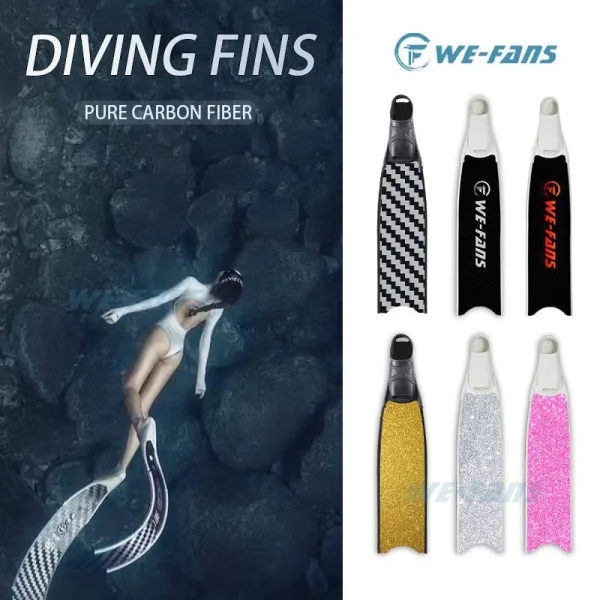 Professional Full Carbon Long Freediving Scuba Diving Fins Adult Snorkel Flippers Fiber Fins Water Sport Lightweight Equipment