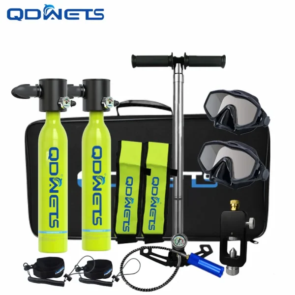 QDWET Mini Scuba Diving Tank Equipment, Dive Cylinder with 5-10Minutes Capability, 0.5 Litre Capacity with Refillable Design