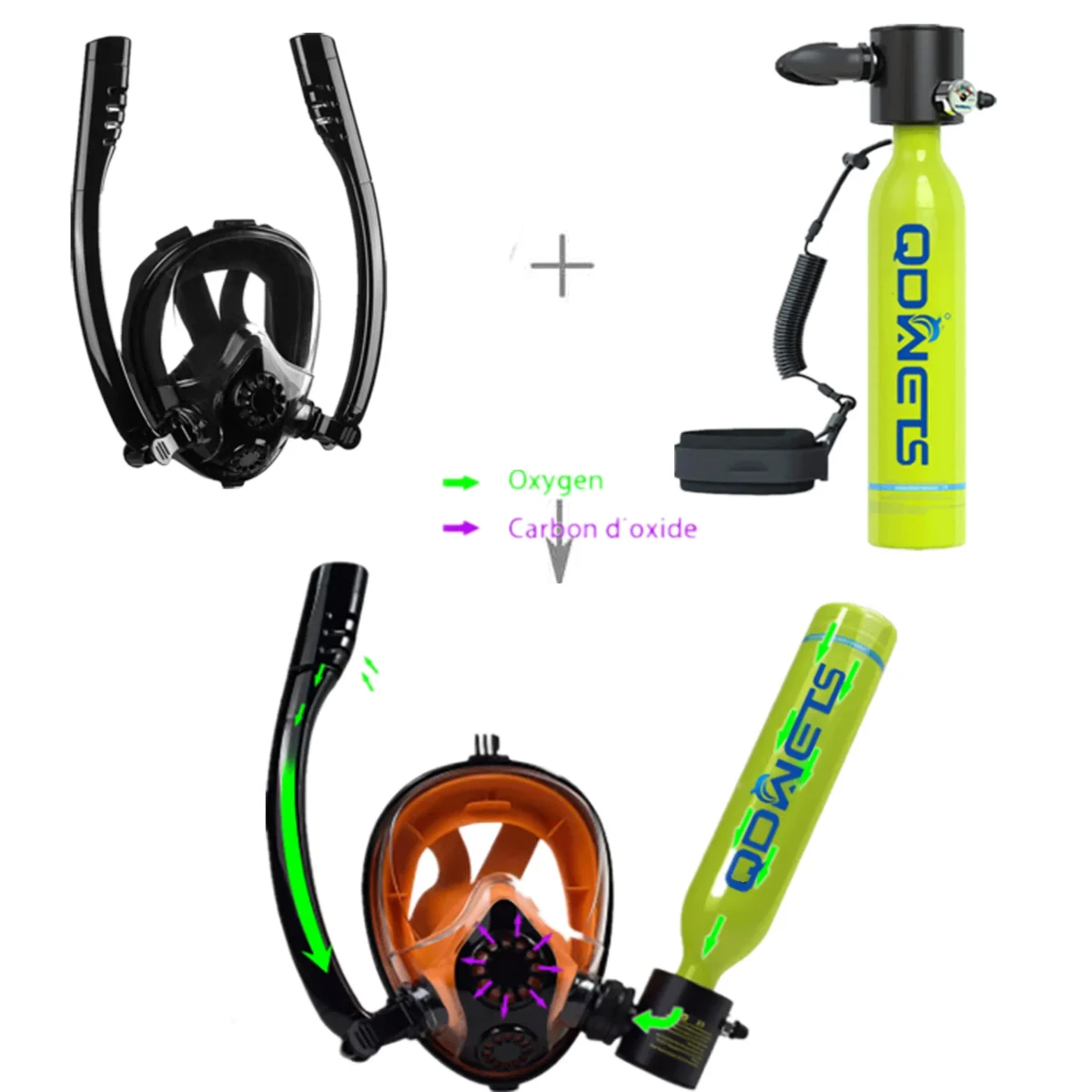 QDWETS Snorkel Scuba Tank Air Cylinder Outdoor Snorkeling Portable Scuba Diving Mask Range Extension Combination Equipment - Image 5