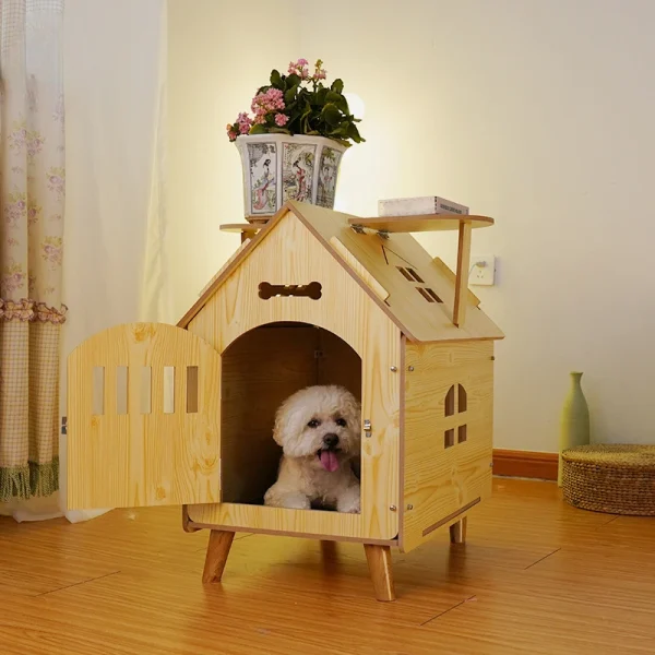 Single Family Small Villa Pet Houses .wooden Dog House Outdoor Guardrail, Indoor All-season Universal Pet Cat Kennels Dog Cage