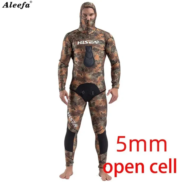 Spearfishing Wetsuit 5mm Neoprene Scuba Diving Suit Open Cell Wetsuits Wet Suit Camouflage Swimming for Cold Water Keep Warm