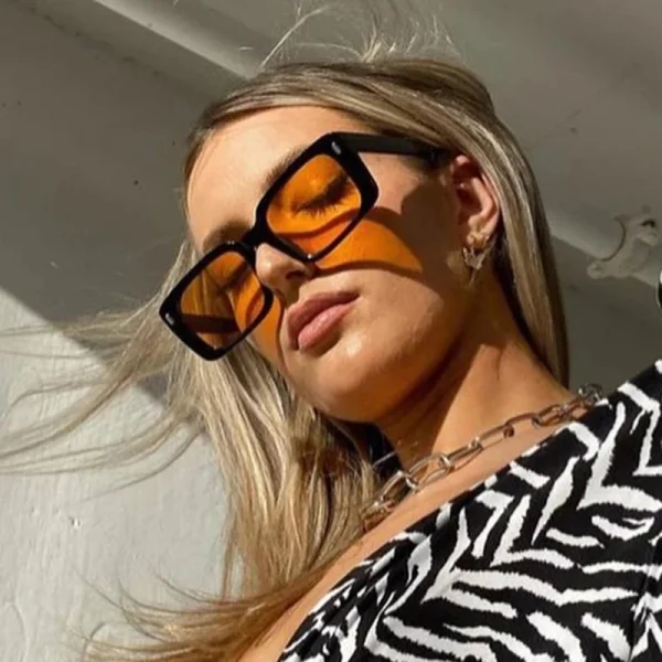 Square Sunglasses Women 2022 Luxury Brand Shades for Women Vintage Orange Punk Gafas De Sol Hombre Lentes De Sol Mujer