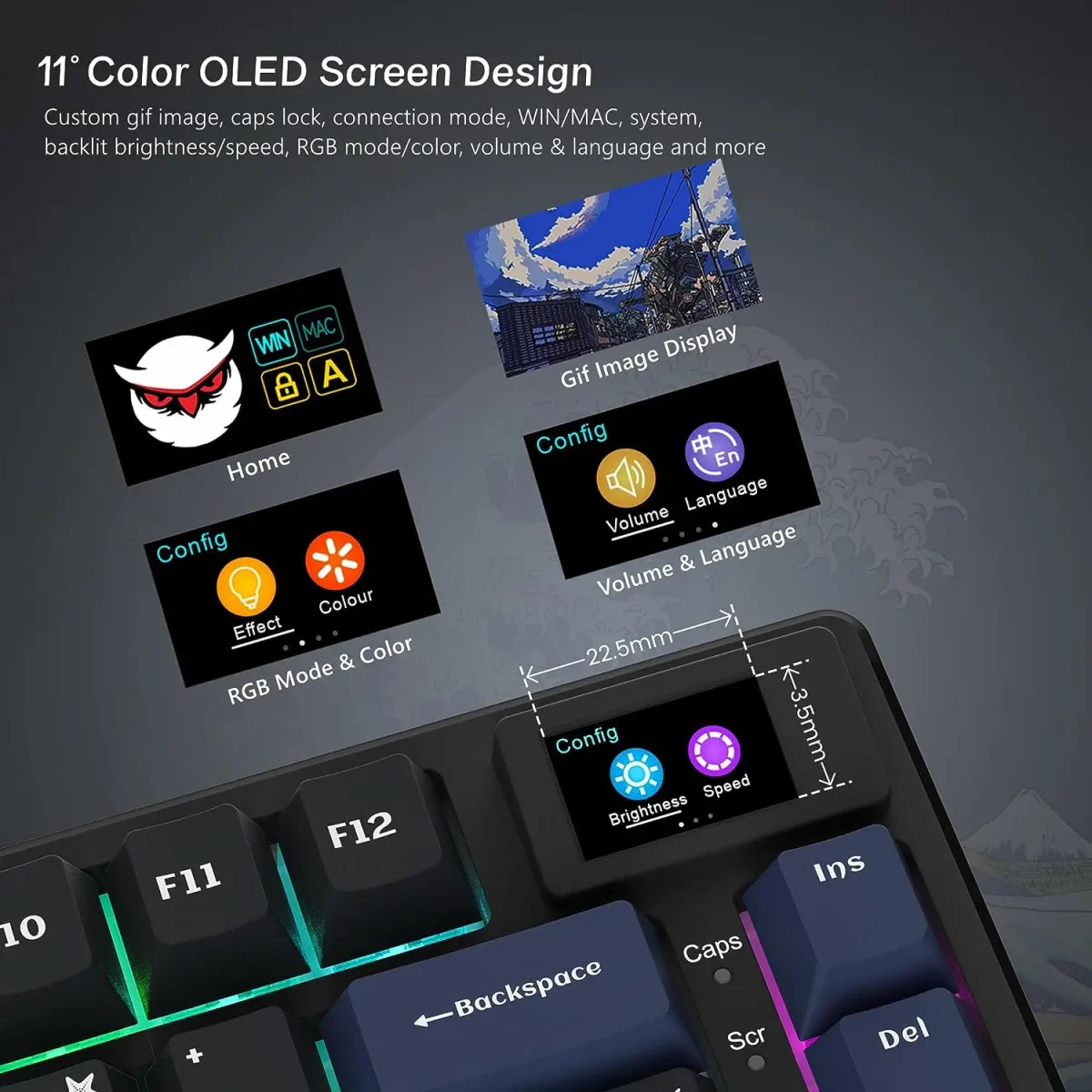 womier S-K80 Gamer Keyboard with Color OLED Display Mechanical Gaming Keyboard Hot Swappable Gasket Mount RGB Custom Keyboard - Image 2