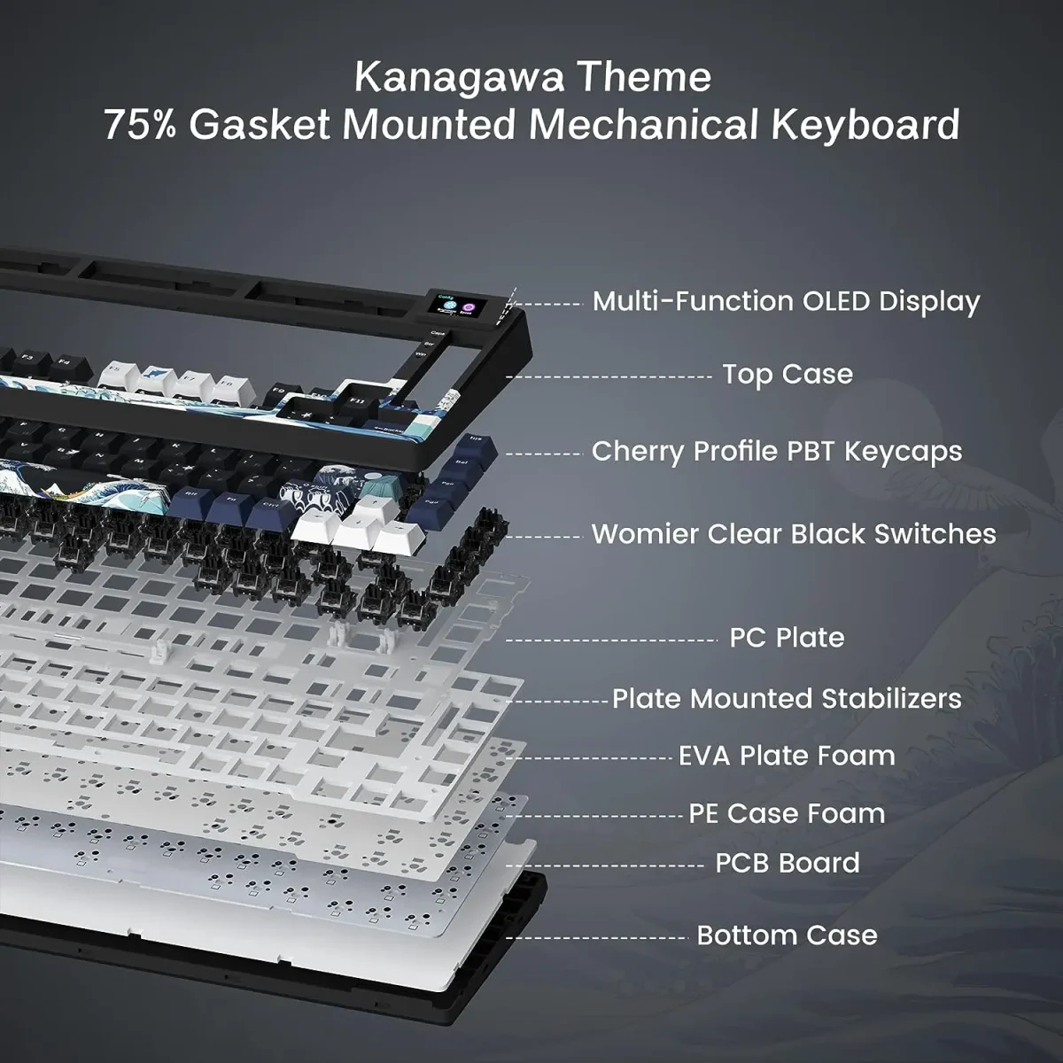 womier S-K80 Gamer Keyboard with Color OLED Display Mechanical Gaming Keyboard Hot Swappable Gasket Mount RGB Custom Keyboard - Image 3