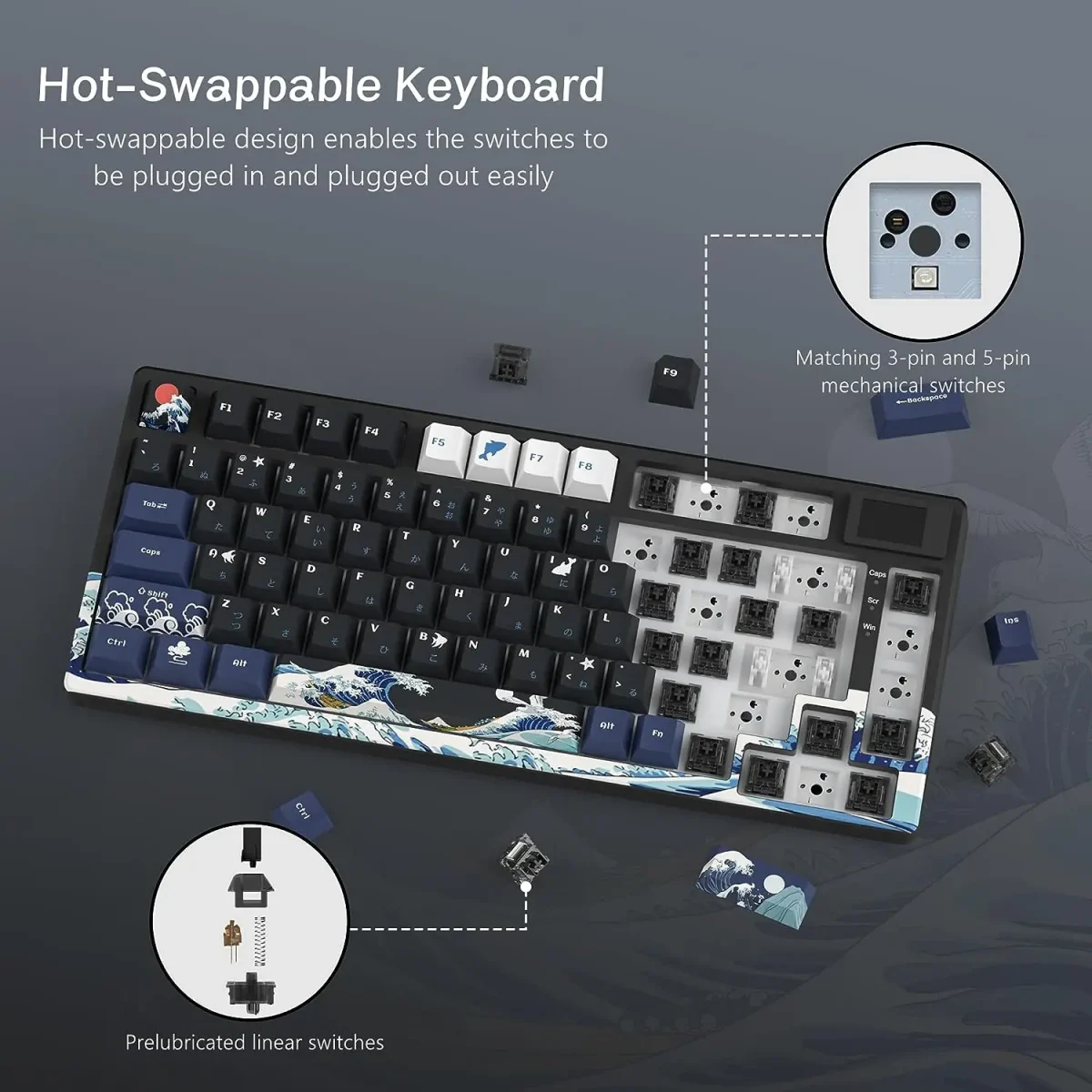 womier S-K80 Gamer Keyboard with Color OLED Display Mechanical Gaming Keyboard Hot Swappable Gasket Mount RGB Custom Keyboard - Image 4