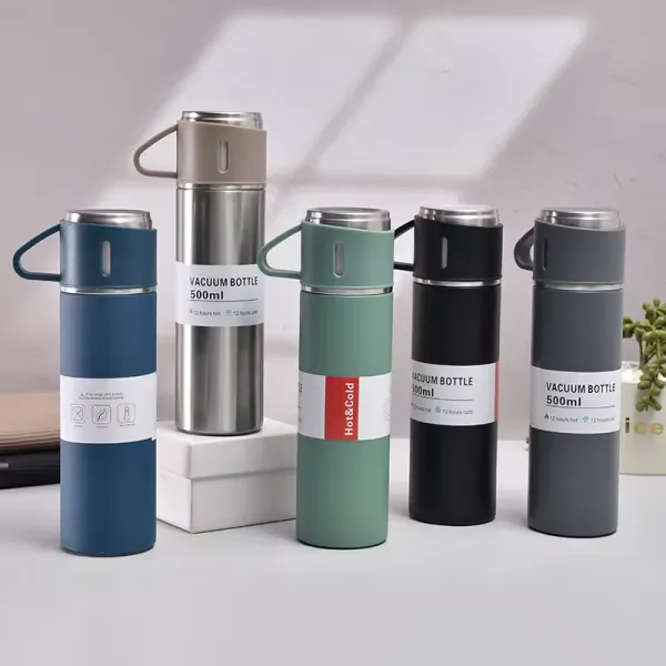 500 ml (17 oz) thermal flask set with 2 cup lids