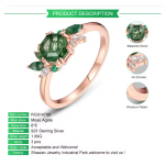 Custom 18k gold sterling silver crystal jewelry manufacturer Moss agate bridal wedding ring set - Image 4