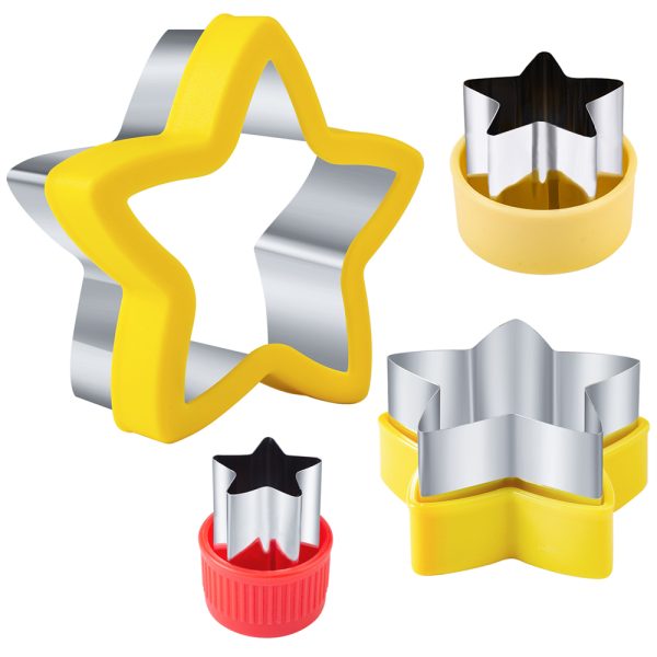 Star Cookie Cutters 4 Pcs, Sandwich Cutter for Kids Lunch, Vegetable Fruit Cutters Shapes, Stainless Steel Biscuit Cutters for Children Boys Girls…