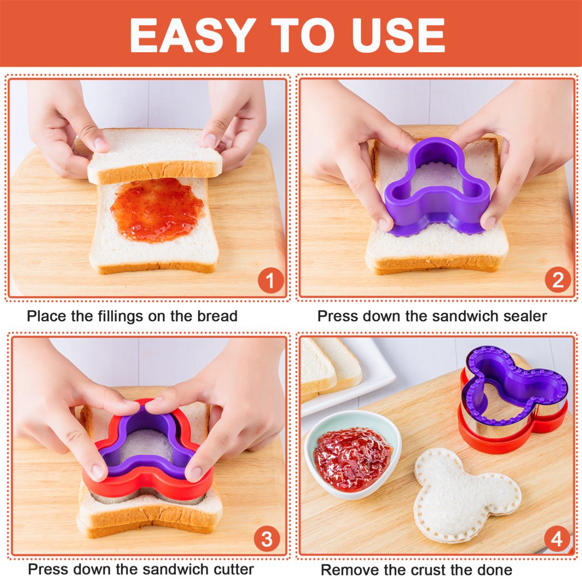 Sandwich Cutters for Kids Lunch LARGE 26 Pcs, Sandwich Maker, Cookie Cutters Set, Vegetable Fruit Cutters Shapes with Food Picks, Dinosaur Mouse Bear Star… - Image 2