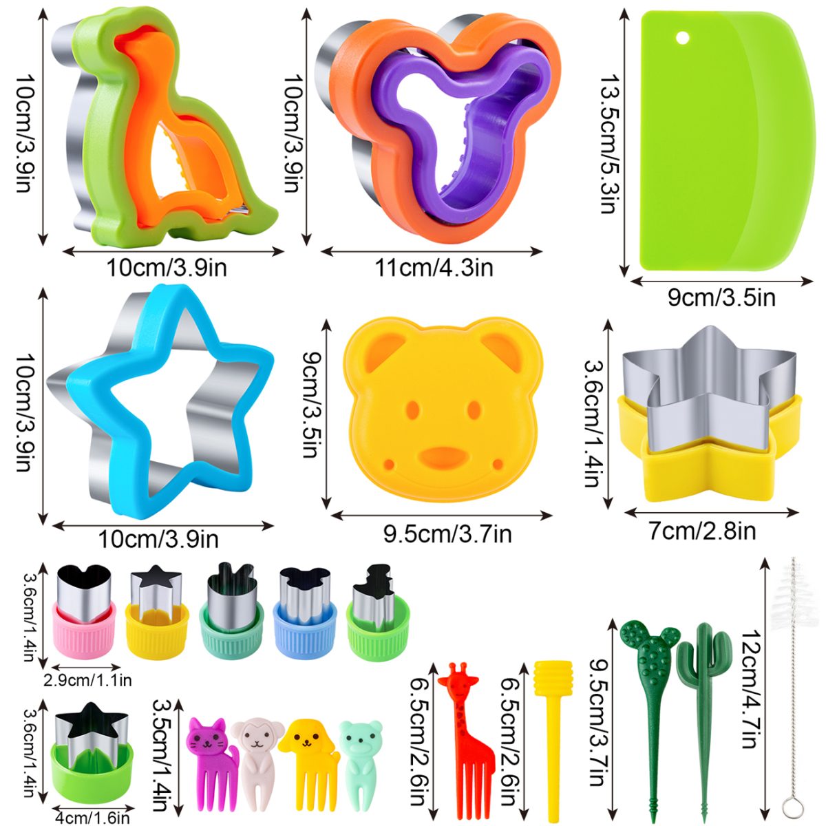 Sandwich Cutters for Kids Lunch LARGE 26 Pcs, Sandwich Maker, Cookie Cutters Set, Vegetable Fruit Cutters Shapes with Food Picks, Dinosaur Mouse Bear Star… - Image 4
