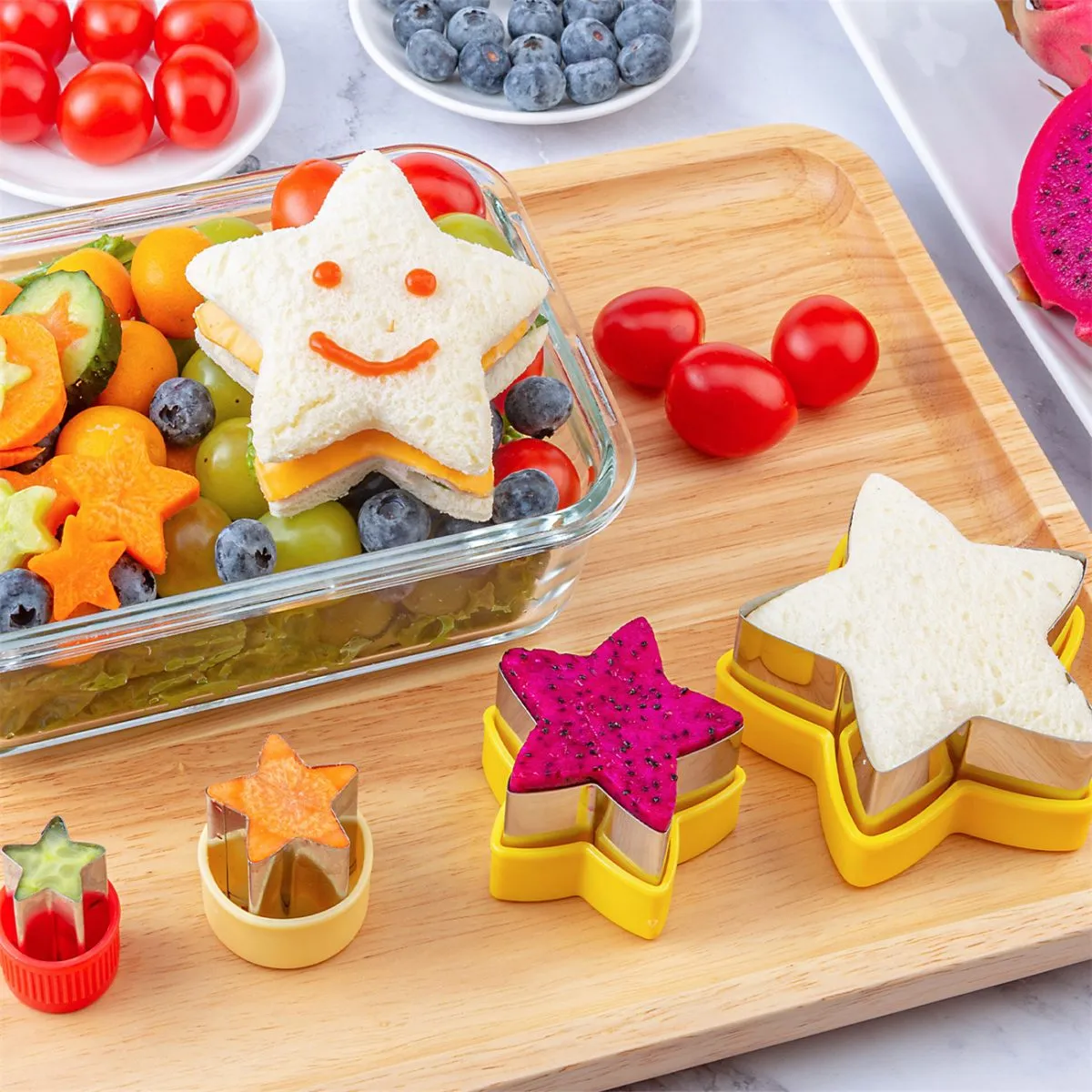Star Cookie Cutters 4 Pcs, Sandwich Cutter for Kids Lunch, Vegetable Fruit Cutters Shapes, Stainless Steel Biscuit Cutters for Children Boys Girls… - Image 6