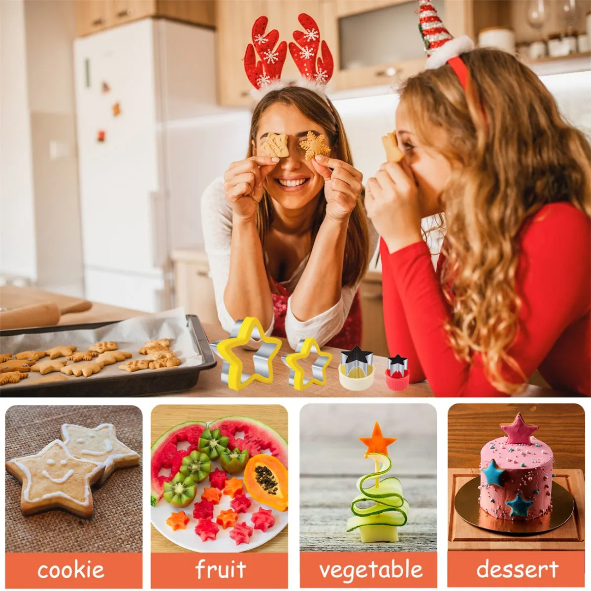 Star Cookie Cutters 4 Pcs, Sandwich Cutter for Kids Lunch, Vegetable Fruit Cutters Shapes, Stainless Steel Biscuit Cutters for Children Boys Girls… - Image 4
