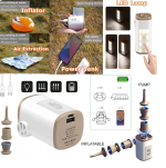 New 4 In 1 Power Bank Inflator Compressor LED Light Lamp Camping Outdoor Multifunctional Air Pump Lighting USB Charging Inflator