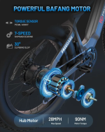 Electric Bike Adults 750W BAFANG Motor 28MPH Torque Sensor Mountain Ebike Smart App Control,90 Miles Electric Bicycle - Image 2