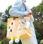Canvas Pet Shoulder Bag Portable Travel Cats and Dogs Bag Breathable Outdoor Carrier Bag for Small Pet Kitten and Puppy Supplies