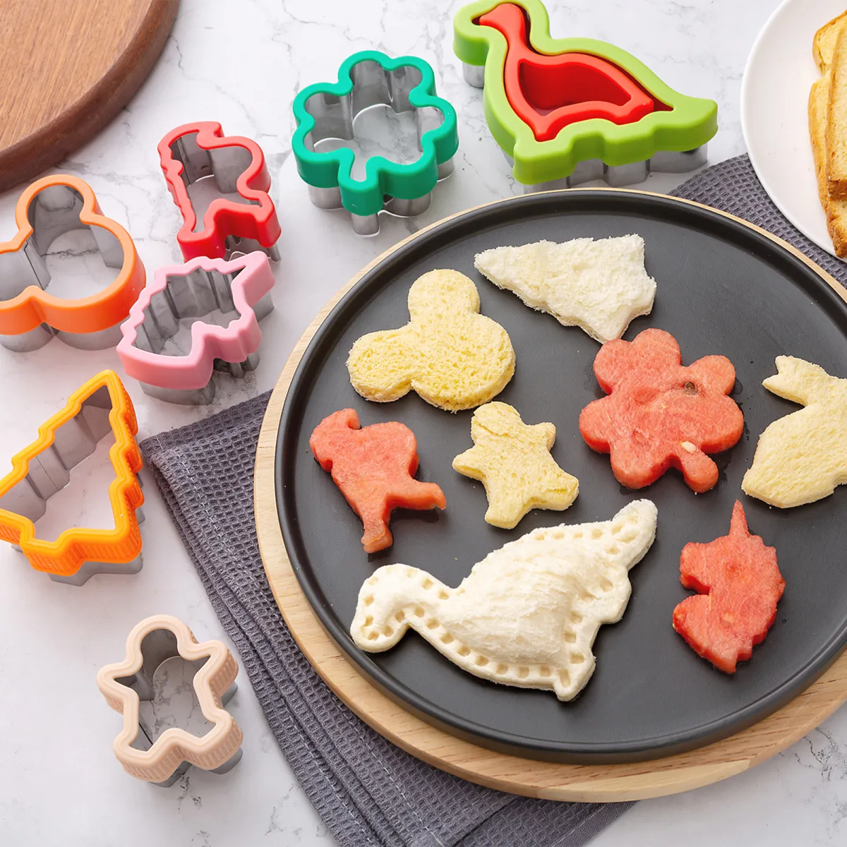 Sandwich Cutter for Kids Lunch 48 pcs, Sandwich Maker, Cookie Cutters and Sealer Set, Vegetable Fruit Biscuit Cutters, Dinosaur Mickey Shape for Boys Girls - Image 6