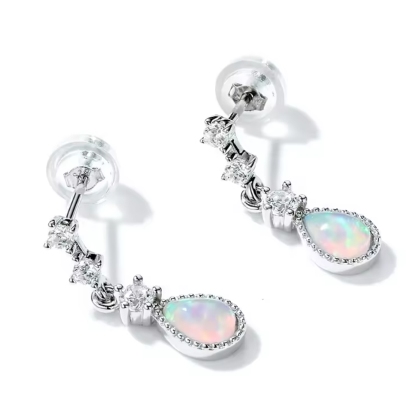 Trendy Women Waterdrop Shape Color Synthetic Opal Drop Earrings Jewelry Wedding Pierced Dangle Earrings