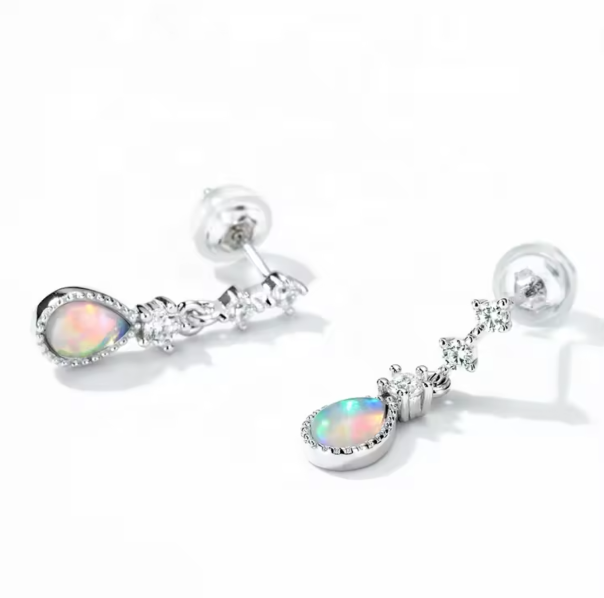 Trendy Women Waterdrop Shape Color Synthetic Opal Drop Earrings Jewelry Wedding Pierced Dangle Earrings - Image 2