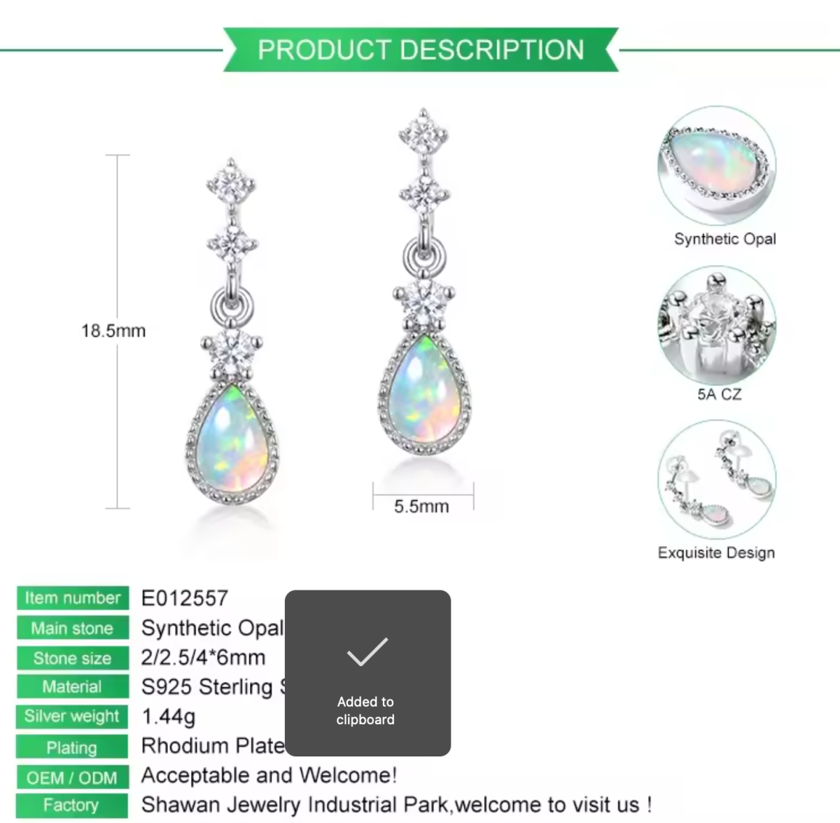 Trendy Women Waterdrop Shape Color Synthetic Opal Drop Earrings Jewelry Wedding Pierced Dangle Earrings - Image 4